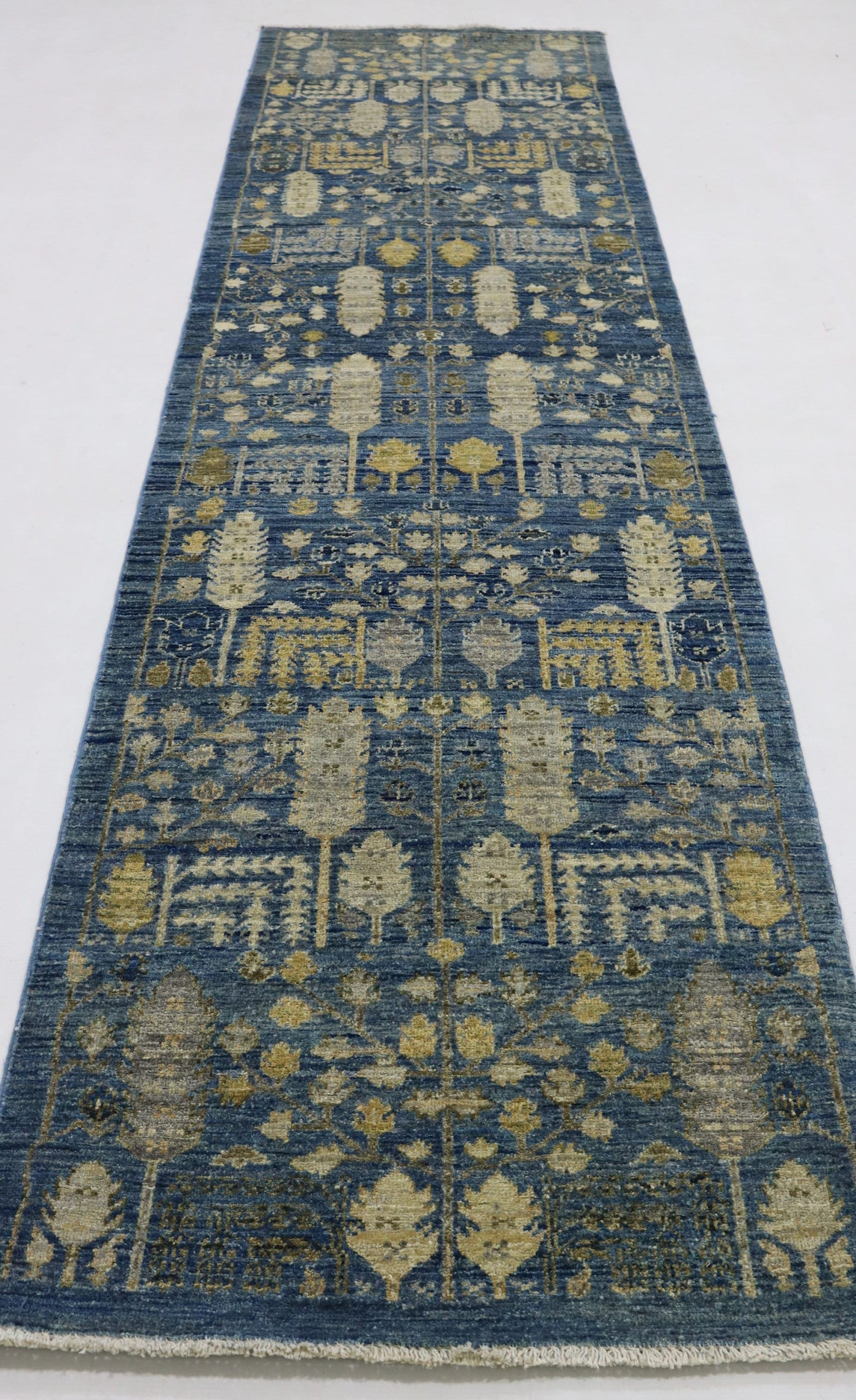 10 Ft Tree Of Life Blue Aryana Afghan Hand Woven Tribal Runner Rug