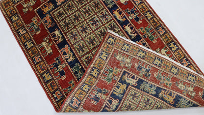 3x5 Ft Red Pazyryk Afghan Hand Woven Tribal Area Rug