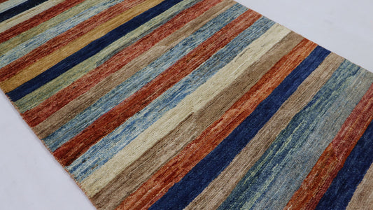 9 Ft Gabbeh Multicolor Afghan Hand Knotted Tribal Wool Runner Rug