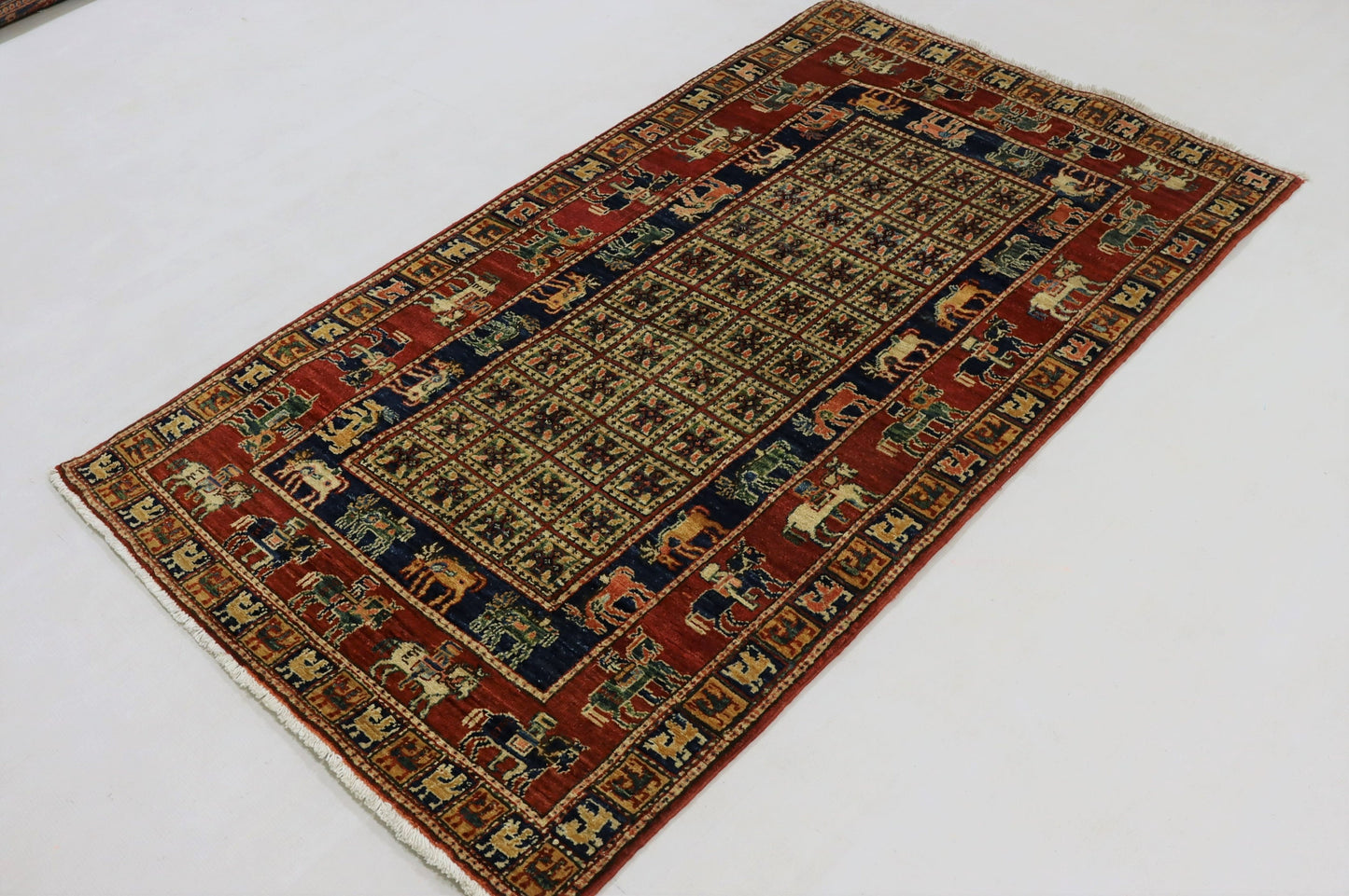 3x5 Ft Red Pazyryk Afghan Hand Woven Tribal Area Rug