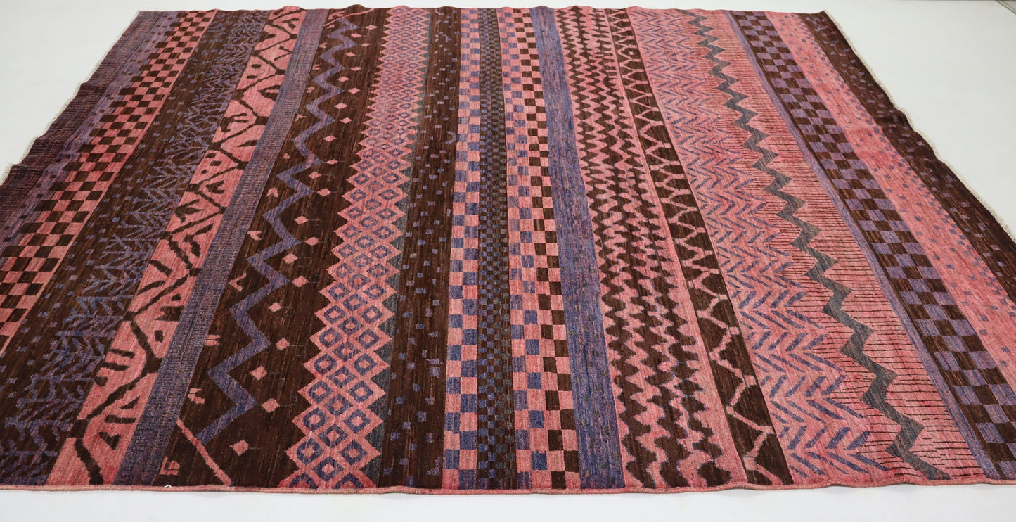 8x10 Ft Pink Gabbeh Afghan Hand Knotted Area Rug