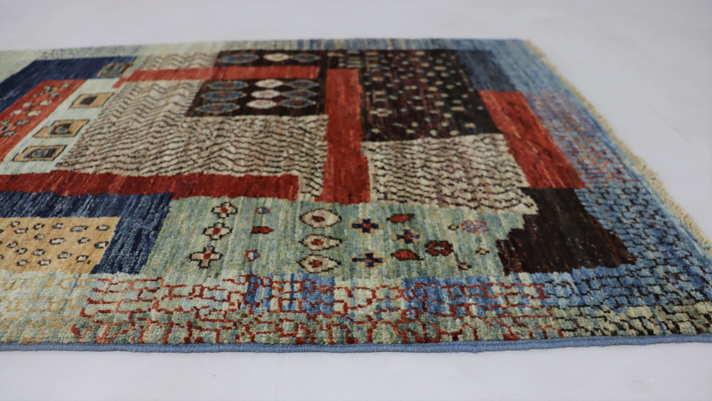 7 Ft Gabbeh Multicolor Afghan Hand Knotted Tribal Wool Runner Rug