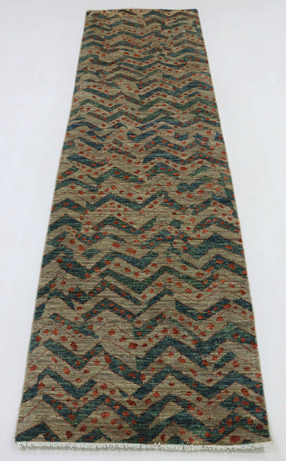 10 Ft Multicolor Gabbeh Afghan Hand Woven Tribal Runner Rug