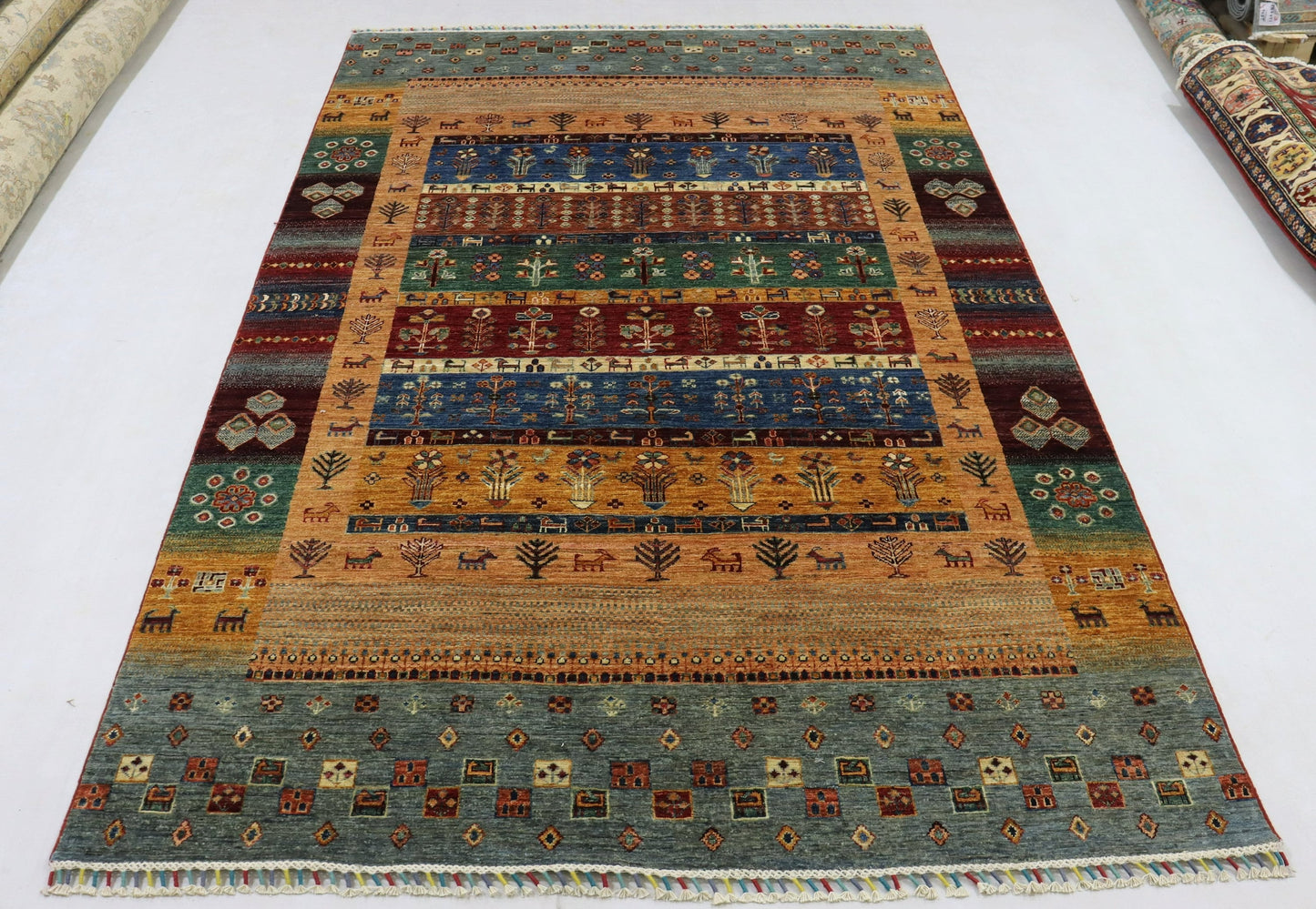 6x10 Ft Multicolor Gabbeh Afghan Hand Knotted Tribal Area Rug