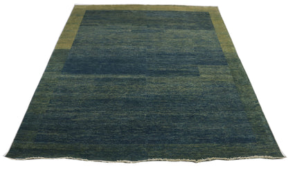 8x10 Ft Green/Blue Gabbeh Afghan Hand Knotted Area Rug