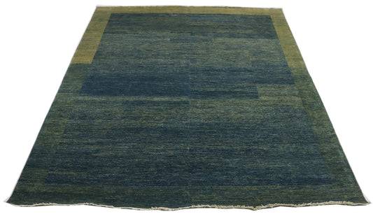 8x10 Ft Green/Blue Gabbeh Afghan Hand Knotted Area Rug