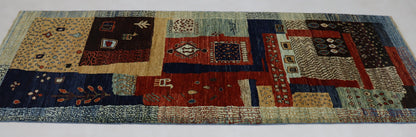 7 Ft Gabbeh Multicolor Afghan Hand Knotted Tribal Wool Runner Rug