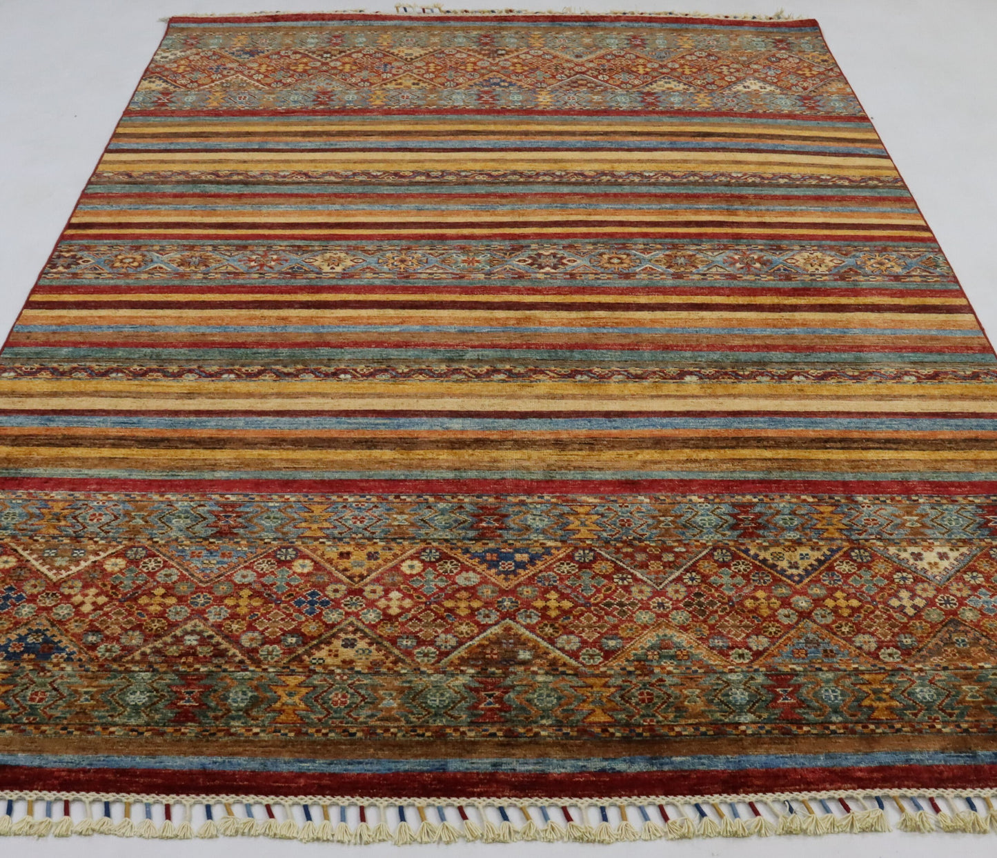 6x8 Ft Multicolor Gabbeh Afghan Hand Knotted Tribal Area Rug