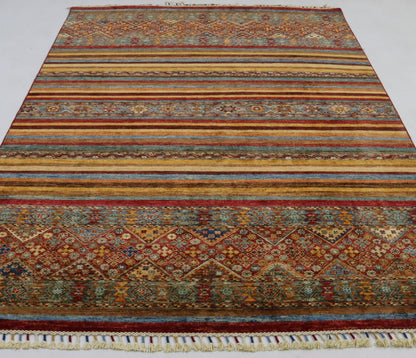 6x8 Ft Multicolor Gabbeh Afghan Hand Knotted Tribal Area Rug