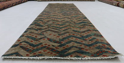 10 Ft Multicolor Gabbeh Afghan Hand Woven Tribal Runner Rug