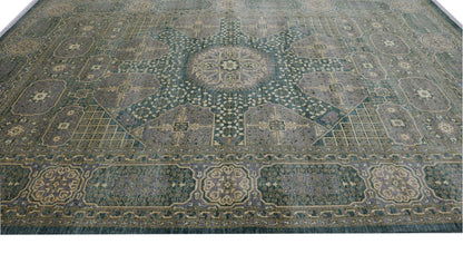 9x12 Ft Green Turkish Mamluk Hand Knotted Rug