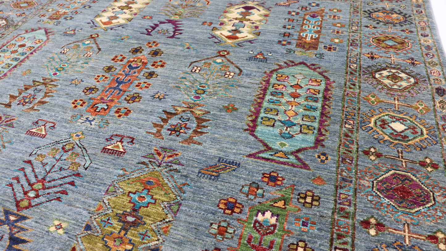 5x7 Ft Blue Baluch Afghan Hand Knotted Oriental Area Rug