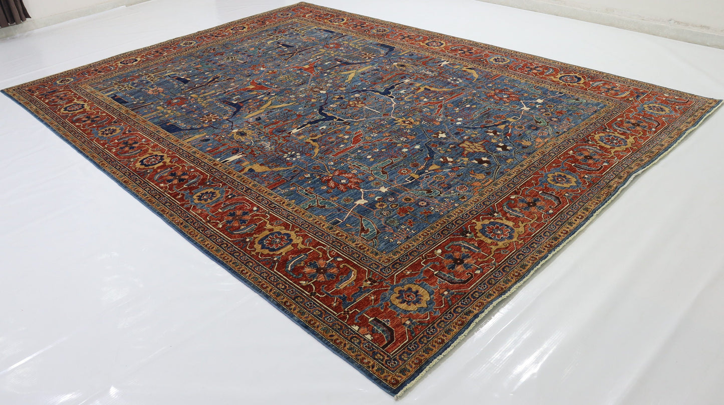 10x14 Blue Garous Bidjar Afghan Hand Knotted Area Rug