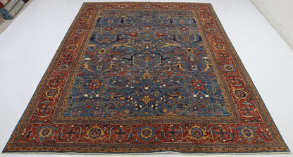 10x14 Blue Garous Bidjar Afghan Hand Knotted Area Rug