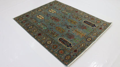 5x7 Ft Blue Baluch Afghan Hand Knotted Oriental Area Rug