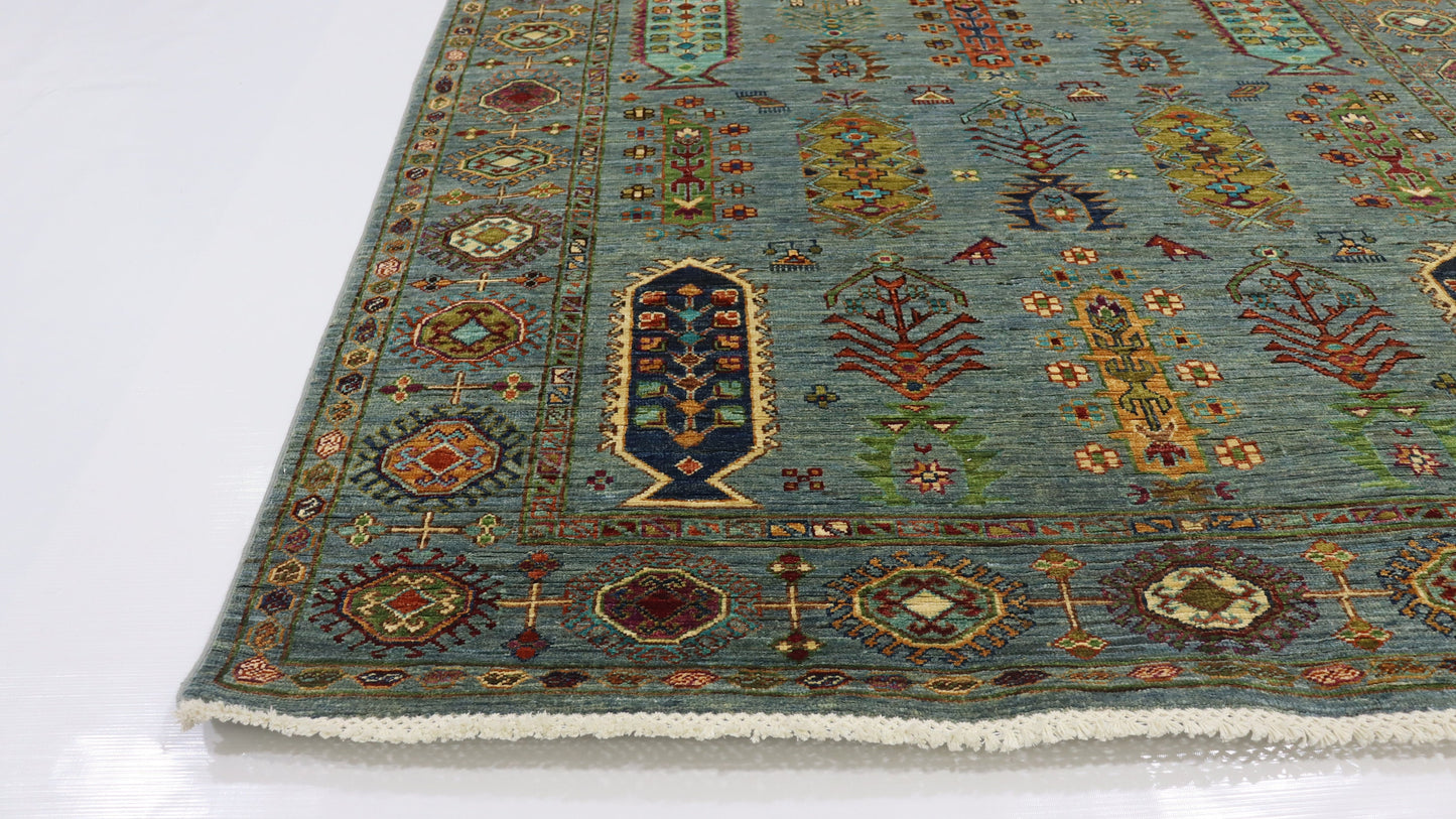 5x7 Ft Blue Baluch Afghan Hand Knotted Oriental Area Rug