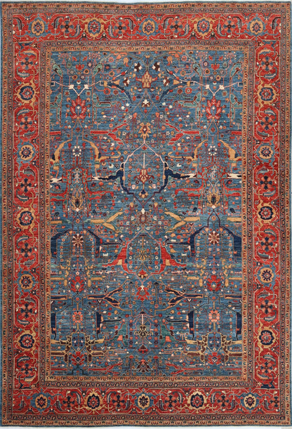 10x14 Blue Garous Bidjar Afghan Hand Knotted Area Rug