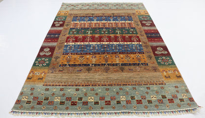 6x9 Ft Multicolor Gabbeh Afghan Hand Knotted Tribal Area Rug