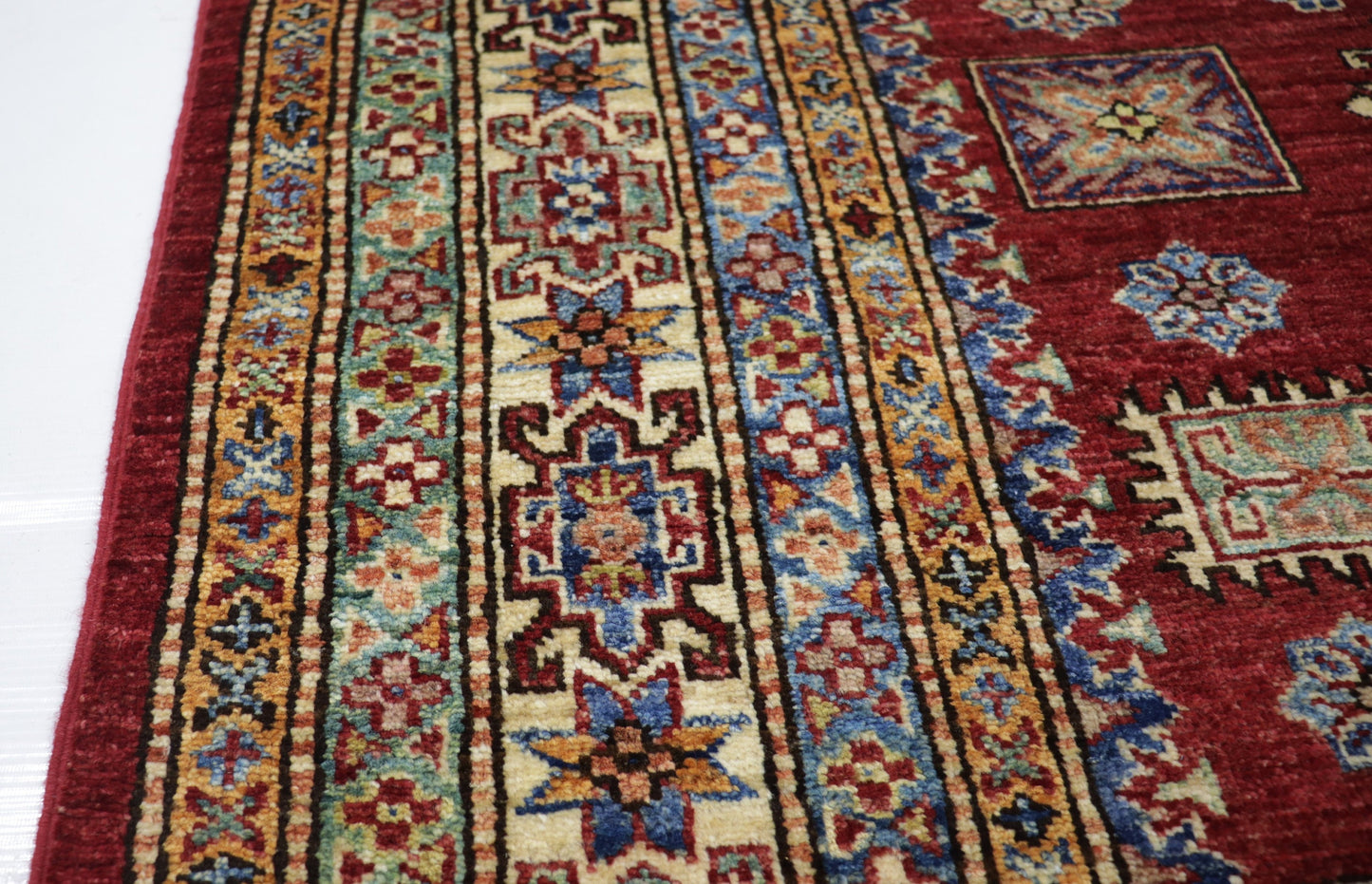 6x6 Ft Red Square Oriental Hand Knotted Afghan Area Rug