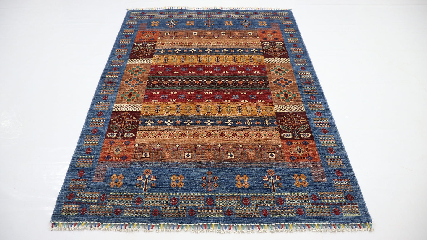 5x7 Ft Multicolor Gabbeh Afghan Hand Knotted Tribal Area Rug