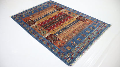 5x7 Ft Multicolor Gabbeh Afghan Hand Knotted Tribal Area Rug