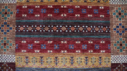 5x7 Ft Multicolor Gabbeh Afghan Hand Knotted Tribal Area Rug