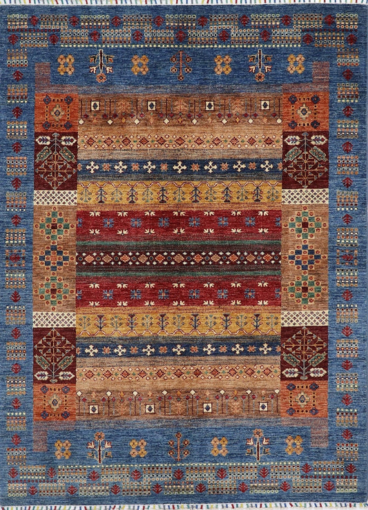 5x7 Ft Multicolor Gabbeh Afghan Hand Knotted Tribal Area Rug