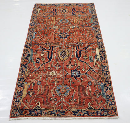 3x7 Ft Rusty Red Bidjar Persian Hand Knotted Wool Runner Rug