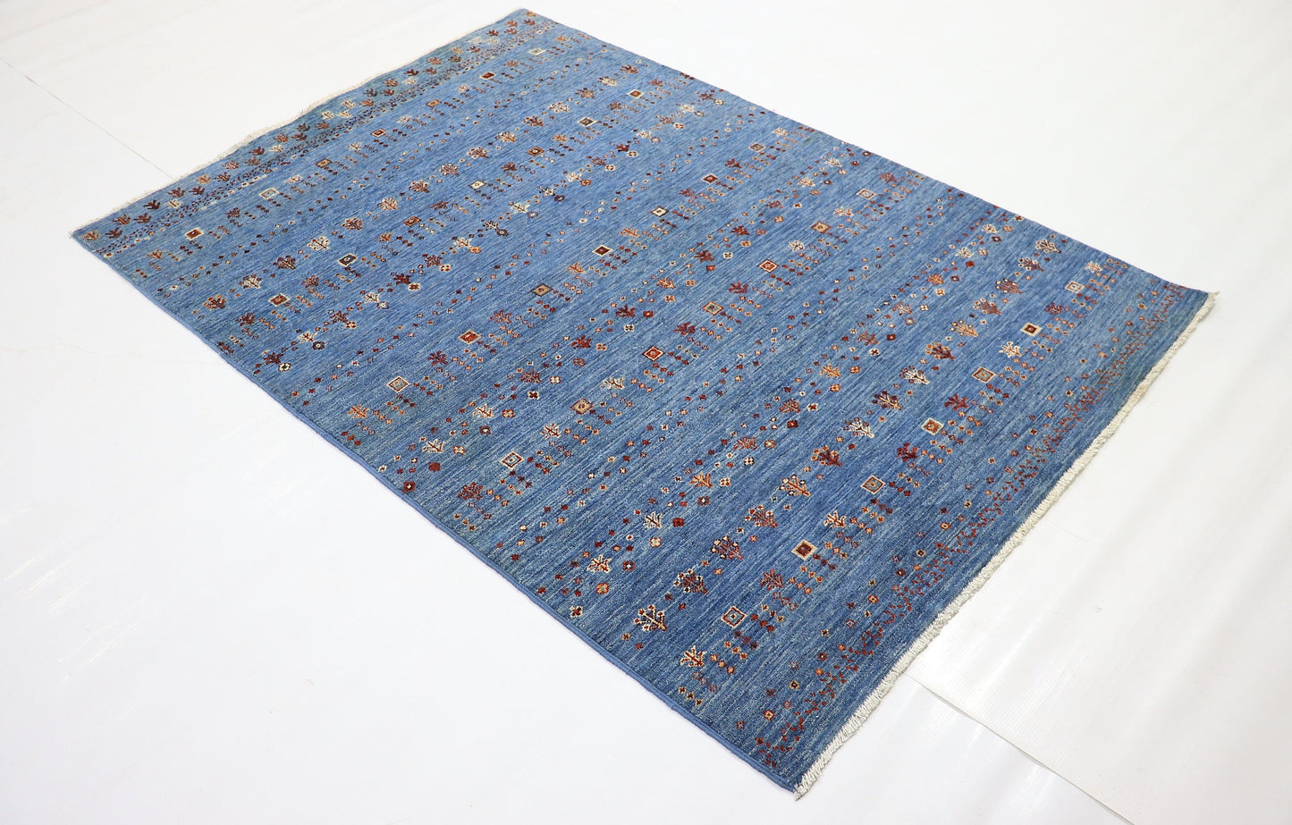 4x6 Ft Blue Aryana Gabbeh Afghan Hand Knotted Tribal Area Rug