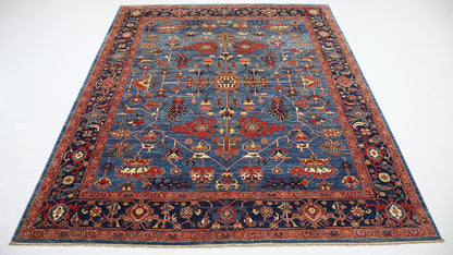 8x10 Ft Red/Blue Serapi Hand Knotted Afghan Area Rug