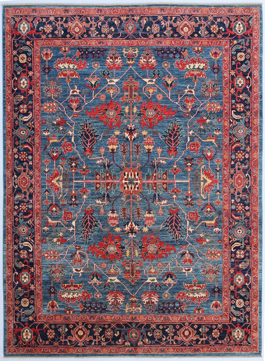 8x10 Ft Red/Blue Serapi Hand Knotted Afghan Area Rug