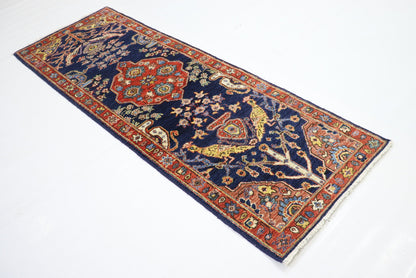 6 Ft Heriz Persian Multicolor Hand Knotted Wool Runner Rug