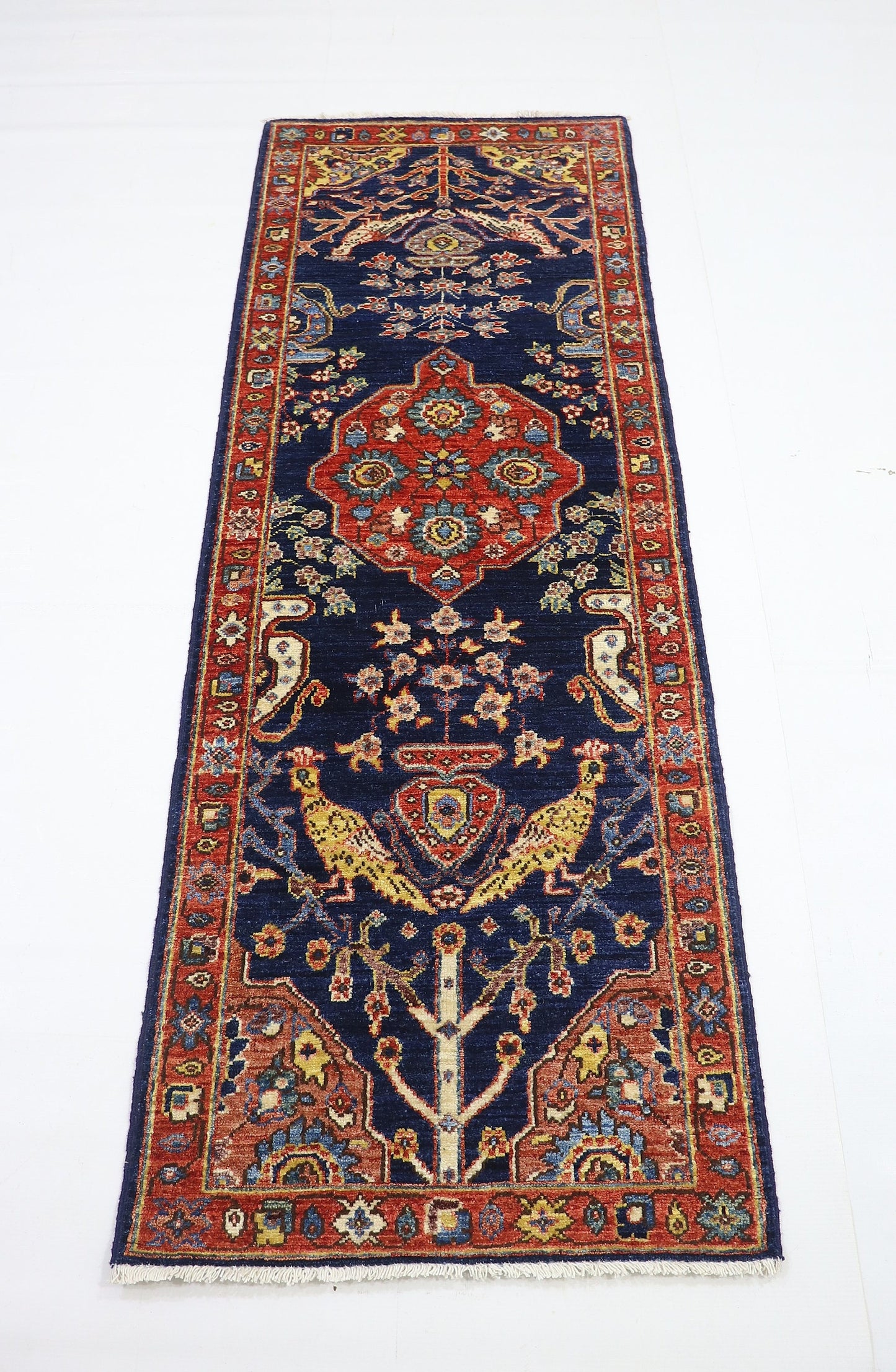 6 Ft Heriz Persian Multicolor Hand Knotted Wool Runner Rug