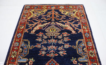 6 Ft Heriz Persian Multicolor Hand Knotted Wool Runner Rug