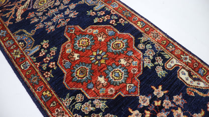 6 Ft Heriz Persian Multicolor Hand Knotted Wool Runner Rug