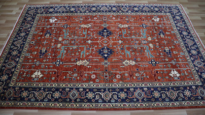 6x9 ft Oriental Area Rug, Red Afghan Hand Knotted Wool Traditional Carpet, Rugs For Living Room, Bedroom Rug, Dining Table Rug, Kitchen Rug