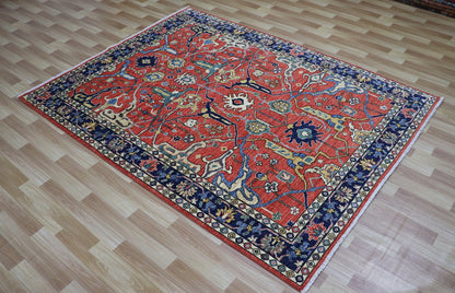 5x7 ft Arabesque Bidjar Area Rug, Red Afghan Hand Knotted Wool Traditional Carpet, Rugs For Living Room, Bedroom Rug, Dining Table Rug