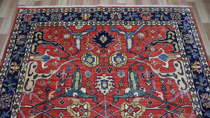 5x7 ft Arabesque Bidjar Area Rug, Red Afghan Hand Knotted Wool Traditional Carpet, Rugs For Living Room, Bedroom Rug, Dining Table Rug