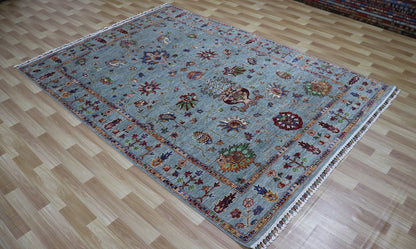 6x8 ft Bidjar Area Rug, Blue Persian Hand Knotted Wool Traditional Carpet, Rugs For Living Room, Bedroom Rug, Dining Table Rug, Foyer Rug