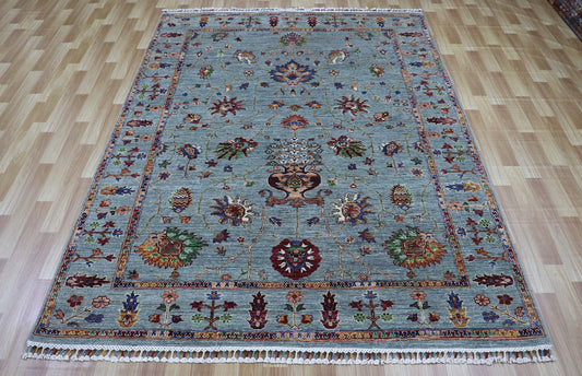 6x8 ft Bidjar Area Rug, Blue Persian Hand Knotted Wool Traditional Carpet, Rugs For Living Room, Bedroom Rug, Dining Table Rug, Foyer Rug