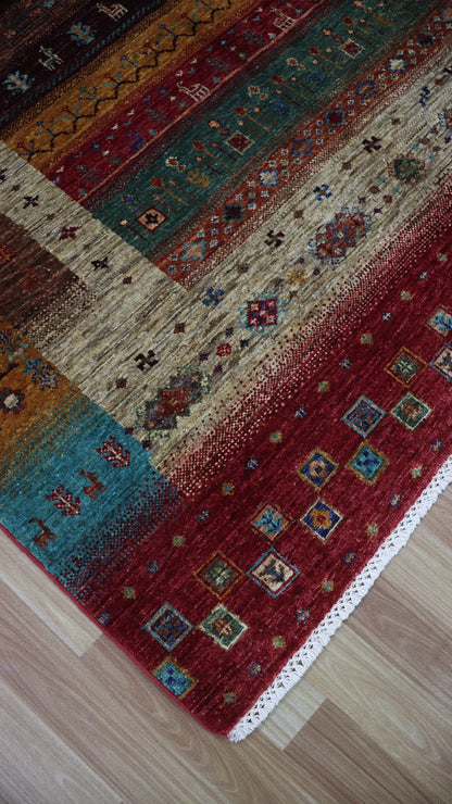 5x7 ft Red Gabbeh Area Rug, Afghan Hand Knotted Wool Traditional Carpet, Rugs For Living Room, Bedroom Rug, Dining Table Rug, Kitchen Rug