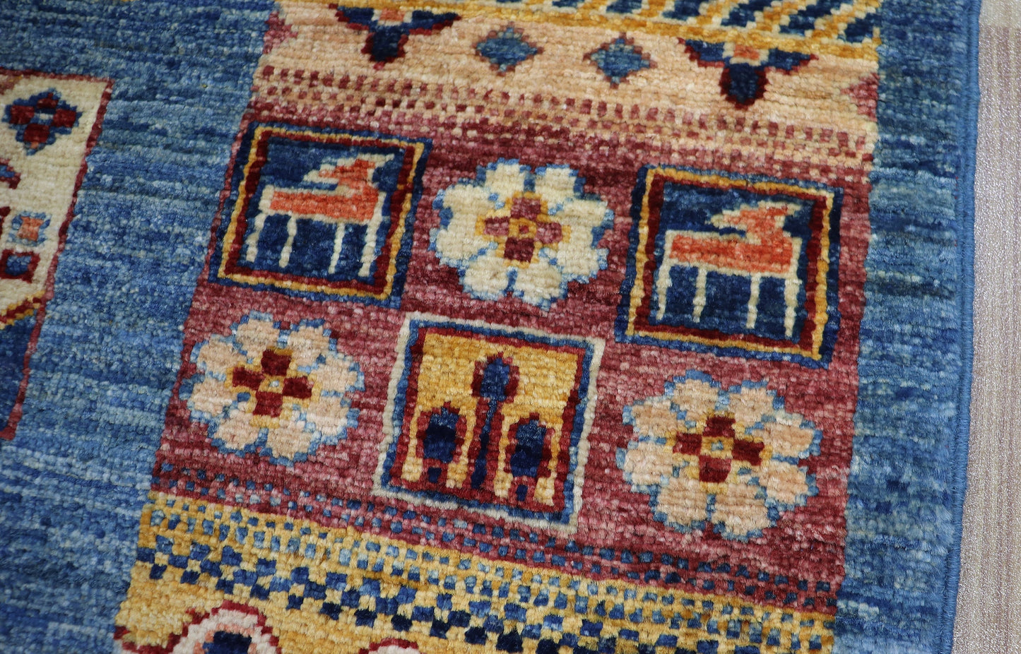 5x6 ft Gabbeh Tribal Area Rug, Blue Afghan Hand Knotted Wool Traditional Carpet, Living Room Rug, Bedroom Rug, Kitchen Rug, Handmade Gift