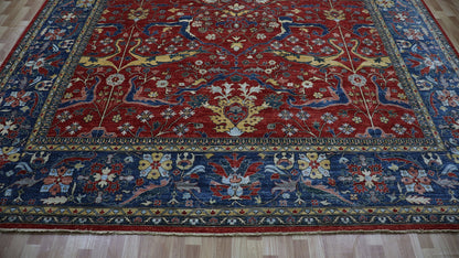 12x18 Ft Persian Style Bidjar Large Area Rug, Red Hand Knotted Wool Traditional Rectangle Carpet, Rugs For Living Room, Dining Table Rug