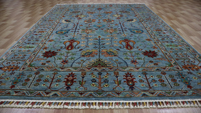 6x8 ft Bidjar Area Rug, Blue Persian Hand Knotted Wool Traditional Rectangle Carpet, Rugs For Living Room, Bedroom Rug, Dining Table Rug