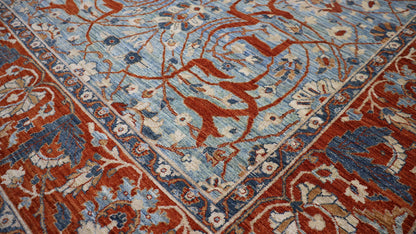 9x12 Ft Arabesque Bidjar Large Area Rug, Blue Persian High Quality Hand Knotted Wool Traditional Carpet, Rugs For Living Room, Bedroom Rug