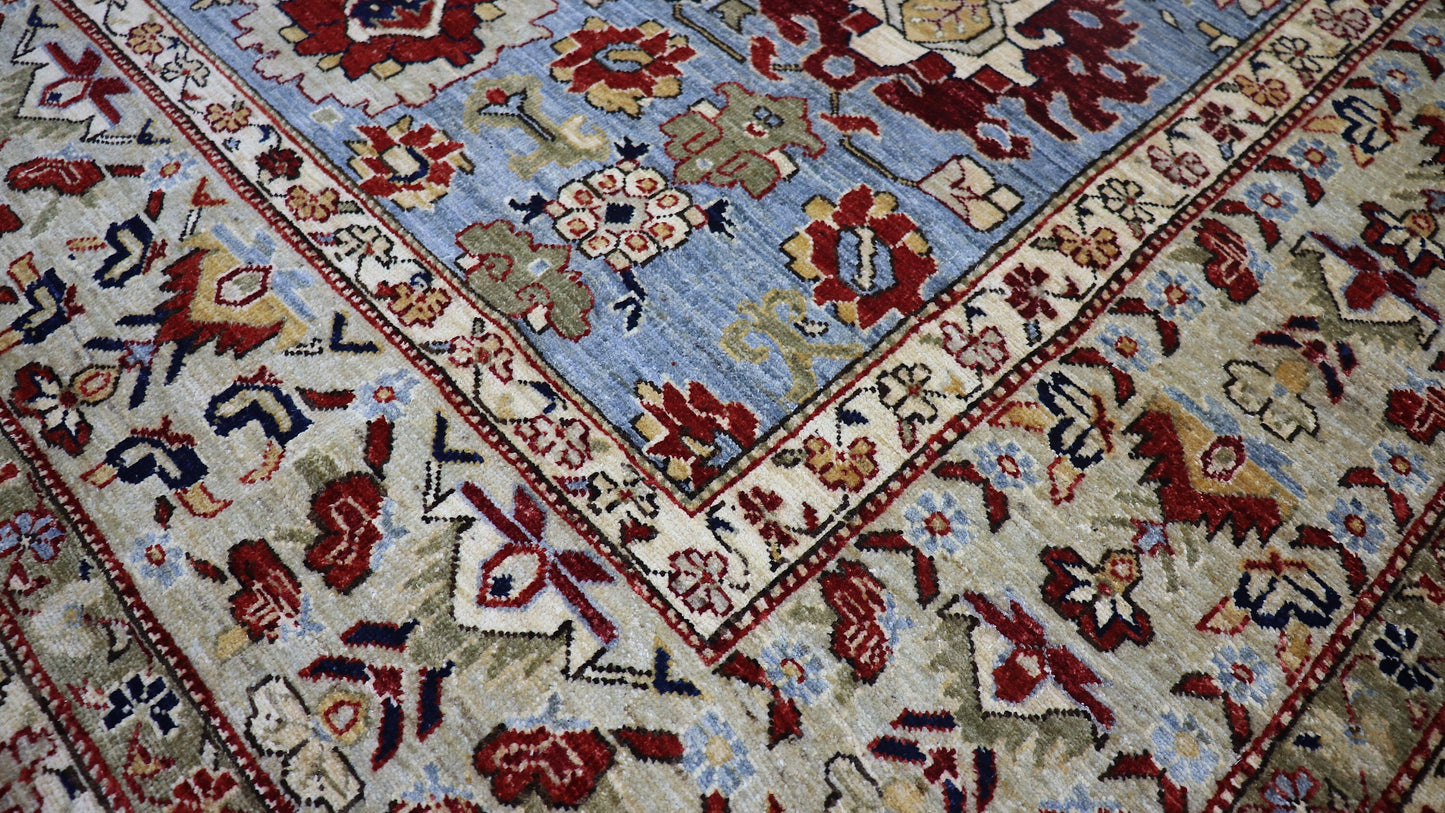 9x12 Ft Persian Style Bidjar Large Area Rug, Blue Hand Knotted Wool Traditional Carpet, Rugs For Living Room, Bedroom Rug, Dining Table Rug