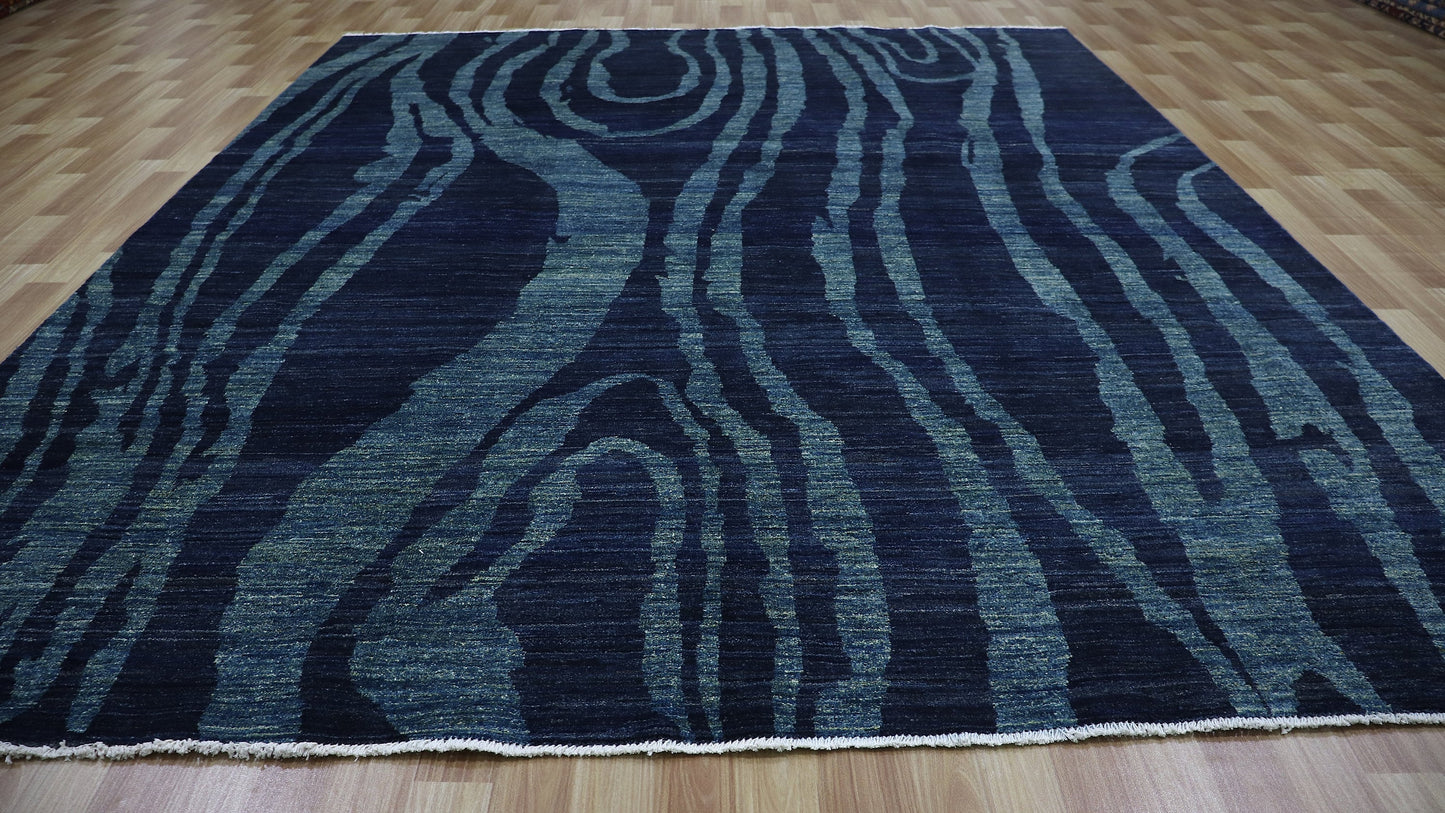 8x10 Ft Transitional Gabbeh Area Rug, Blue Afghan Hand Knotted Wool Rectangle Carpet, Rugs For Living Room, Bedroom Rug, Dining Table Rug