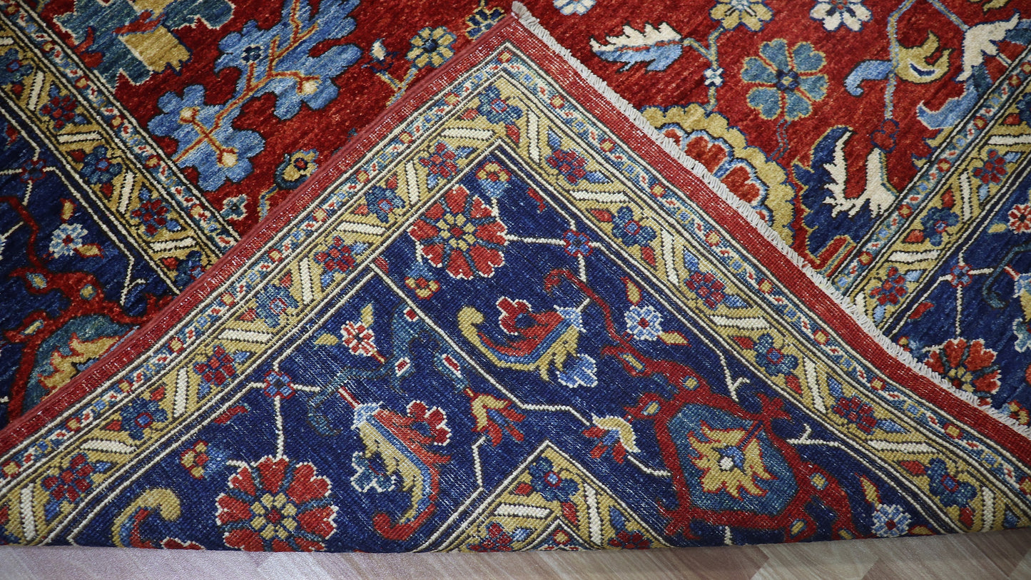 8x10 Ft Red Oriental Area Rug, Afghan Hand Knotted Wool Traditional Rectangle Carpet, Rugs For Living Room, Bedroom Rug, Dining Table Rug