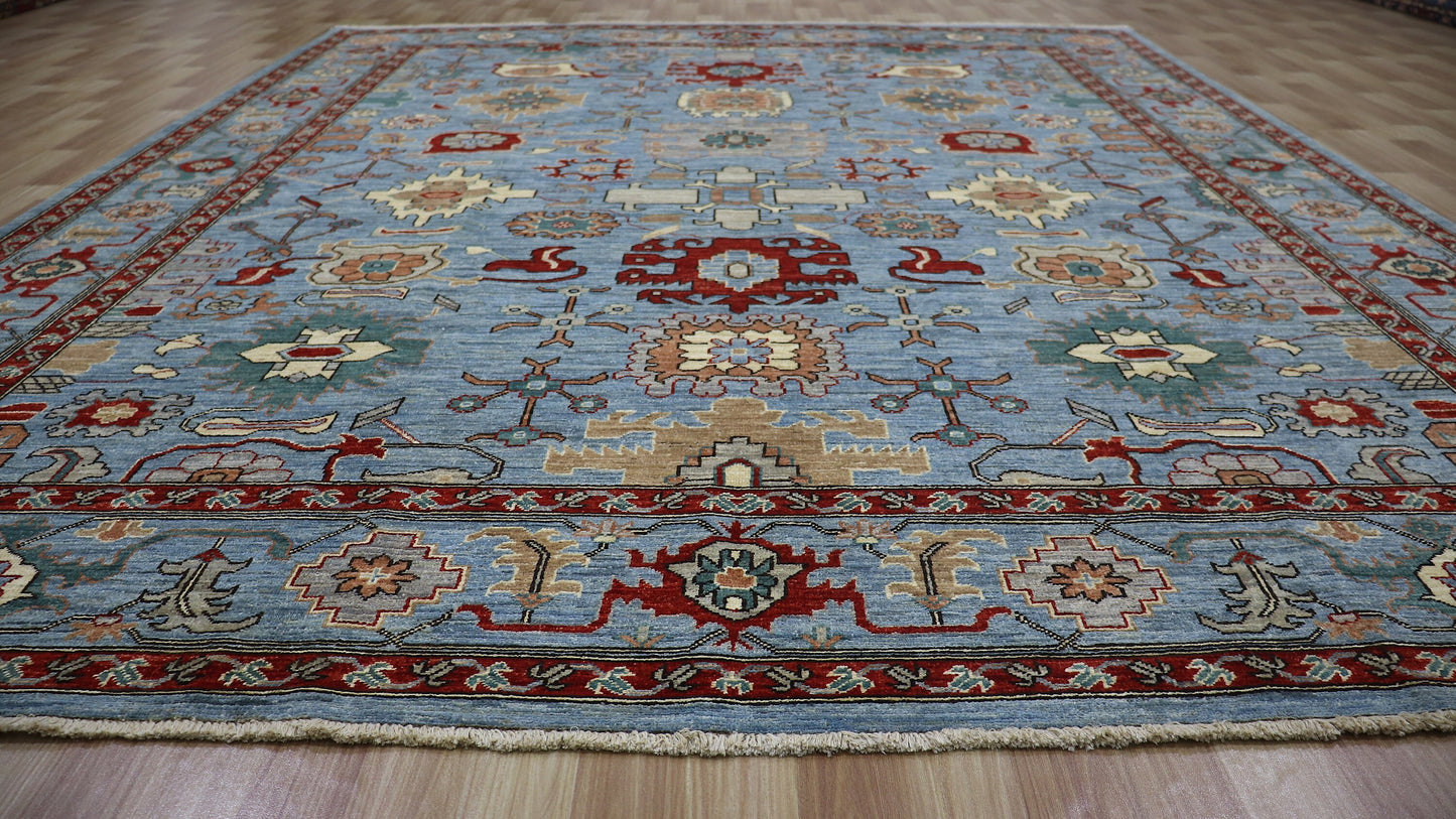 8x10 Ft Blue Bidjar Area Rug, Persian Hand Knotted Wool Traditional Rectangle Carpet, Rugs For Living Room, Bedroom Rug, Dining Table Rug