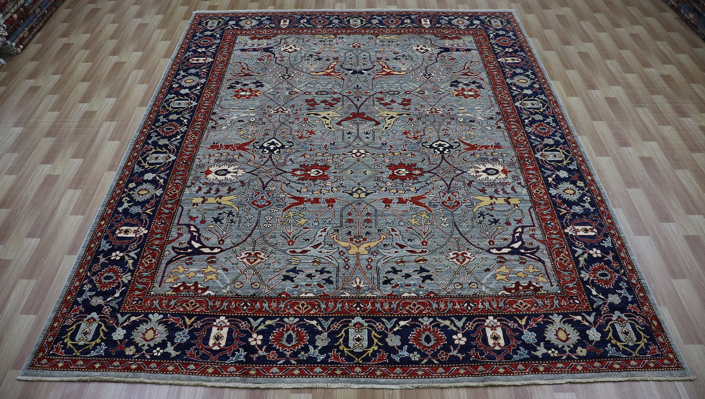 8x10 Ft Persian Style Bidjar Area Rug, Gray Hand Knotted Wool Traditional Rectangle Carpet, Living Room Rug, Bedroom Rug, Dining Table Rug